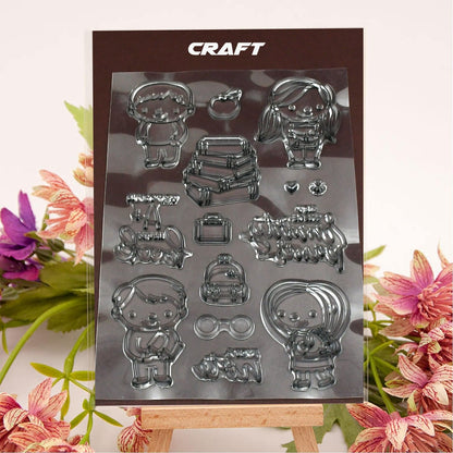 Reusable Rubber Stamp, TPR Stamp DIY Accessories Good Stamping Effect DIY Transparent Stamp Stick Repeatedly for Envelope for Diary for Invitation Letter Photo Album Decoration for Paper Crafts (Mix Design / 1 Set)