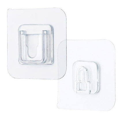 Transparent adhesive hook for hanging items, clear design