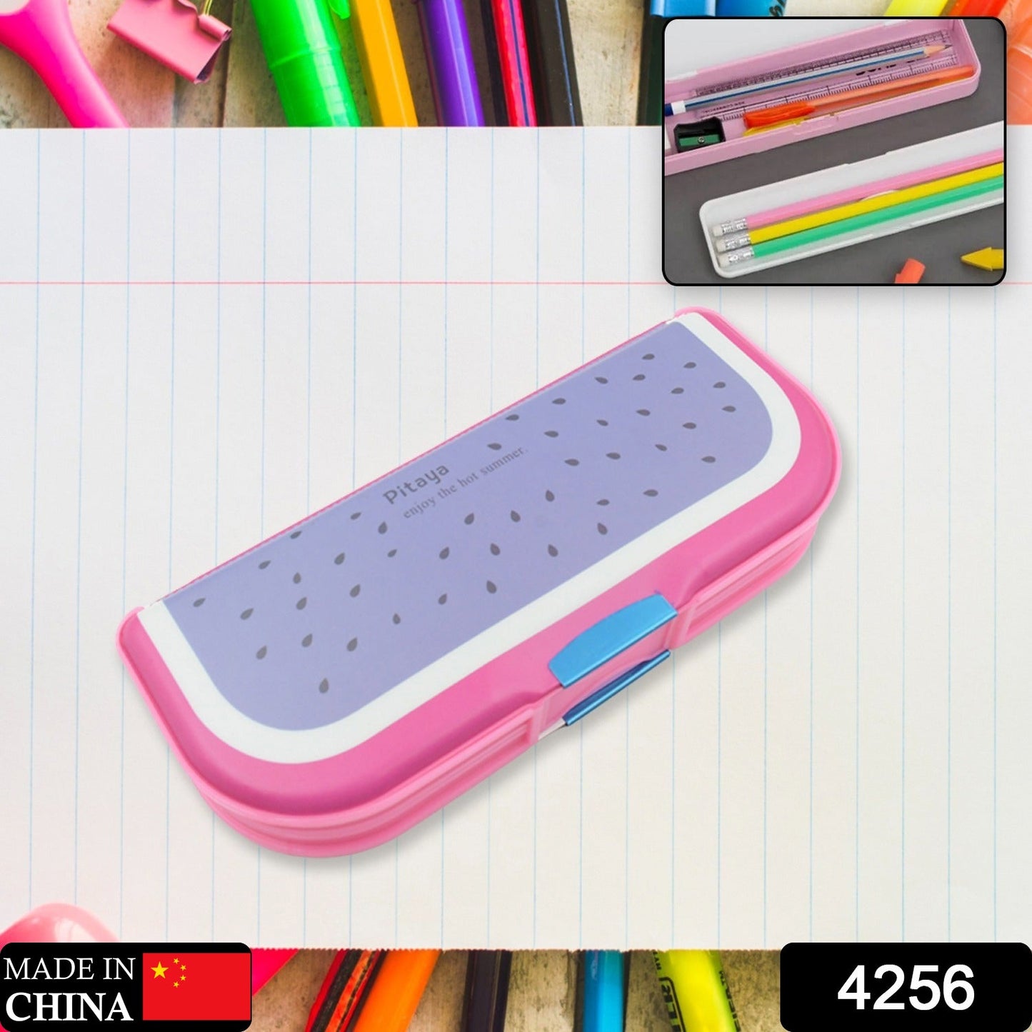 Colorful cartoon pencil case with 2 compartments