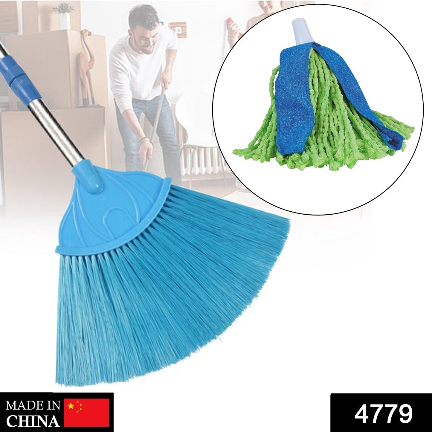 Effective ceiling broom fan for removing dust from high surfaces and floors.